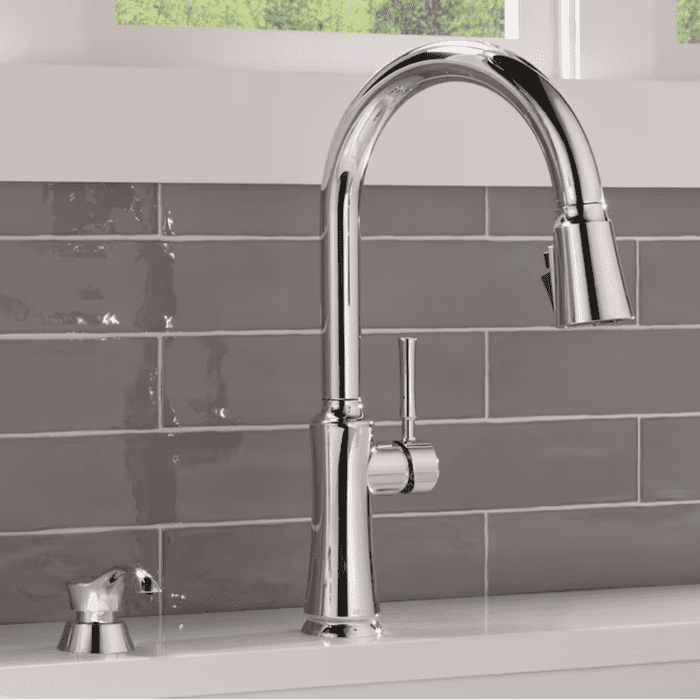 Chalet Stainless Steel Single Handle Pull-Down Kitchen Faucet with Sprayer (Deck Plate and Soap Dispenser Included) - Image 16