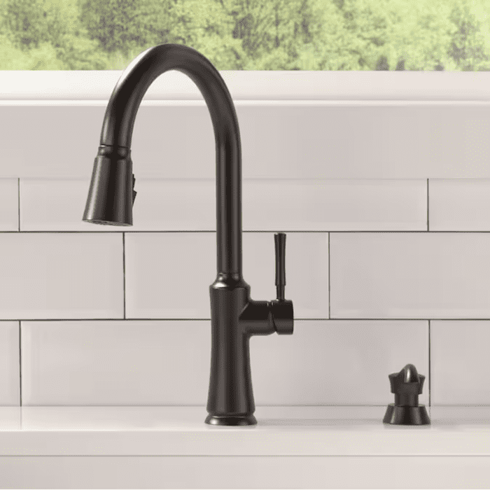 Chalet Stainless Steel Single Handle Pull-Down Kitchen Faucet with Sprayer (Deck Plate and Soap Dispenser Included) - Image 15