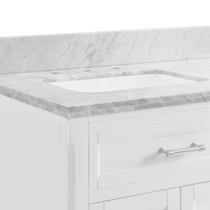 Roveland 36-In White Undermount Single Sink Bathroom Vanity with Carrara Natural Marble Top - Image 15