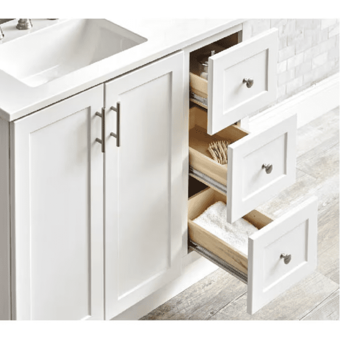 Davies 36-In White Single Sink Bathroom Vanity with White Cultured Marble Top (Mirror Included) - Image 8