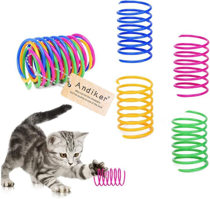 Cat Spiral Spring, 12 Pc Cat Creative Toy to Kill Time and Keep Fit Interactive Cat Toy Sturdy Heavy Plastic Spring Colorful Springs Cat Toy for Swatting, Biting, Hunting Kitten Toys