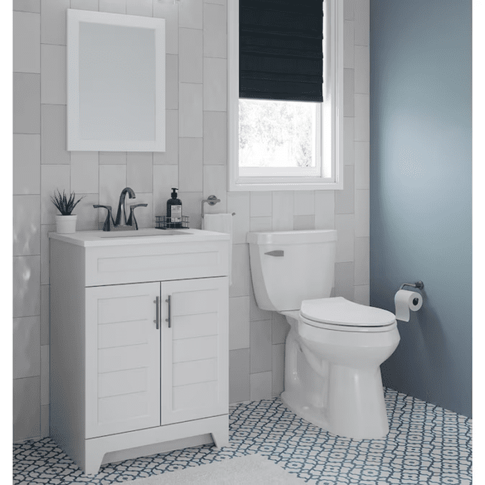 Kirkman 24-In White Single Sink Bathroom Vanity with White Cultured Marble Top (Mirror Included) - Image 14