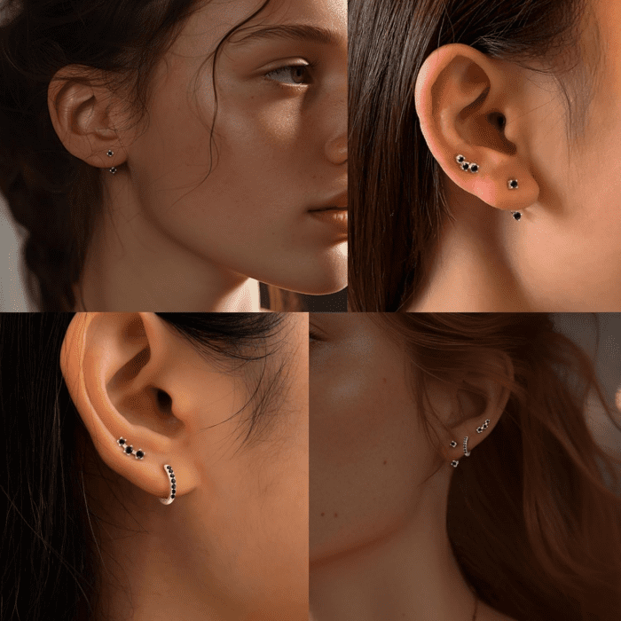 3 Pairs 925 Sterling Silver Hypoallergenic Earrings Set for Multiple Piercing Dainty 14K Gold Plated Stud Huggie Small Hoop Earrings for Women Trendy Cute Earring Stacks for Sensitive Ears - Image 6