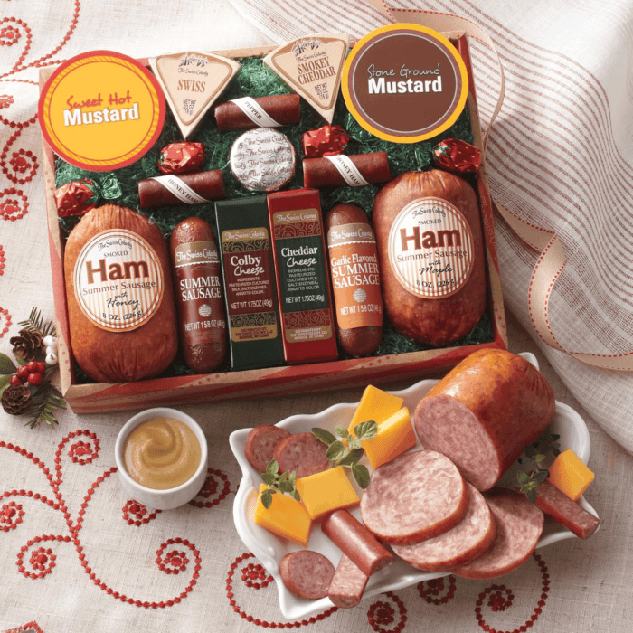 14 Country Favorites - Assorted Ham, Summer Sausages, Mini Beef Sticks, Cheese Bars and Wedges, Mustards, and Candies, Cheese and Sausage Gift Set, Meat and Cheese, Charcuterie Food, Sausage Gift Basket, Box, Meat and Cheese Gifts, Food Gifts for Men - Image 2