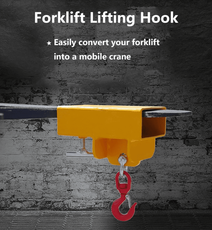 Forklift Lifting Hook Attachment 2200Lbs Capacity Single Mobile Forklift Crane with Swivel Hook and Large T-Screw Forklift Lifting Hoist Fork Lifting Hook Device - Image 2