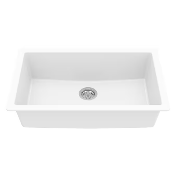 Undermount 32.25-In X 19.25-In White Quartz Single Bowl Kitchen Sink - Image 3