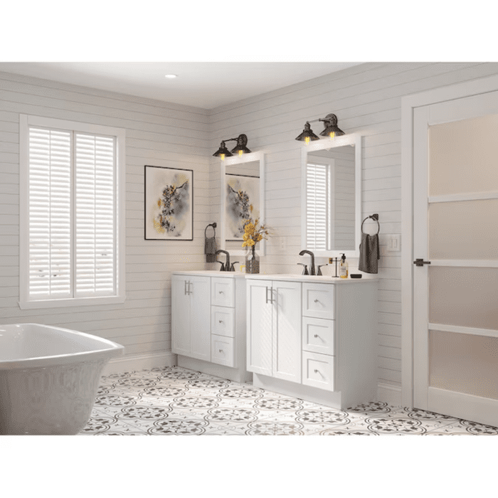 Davies 36-In White Single Sink Bathroom Vanity with White Cultured Marble Top (Mirror Included) - Image 17