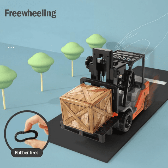 Toy Forklift Truck with Pallet & Cargo - 1:22 Scale Friction Powered Wheels & Manual Lifting Control - Warehouse Lifting Vehicle for Kids Play - Image 6