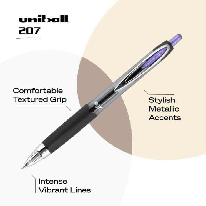 207 Retractable Gel Pens, Medium Point, Purple Ink, Pack of 12 - Image 4