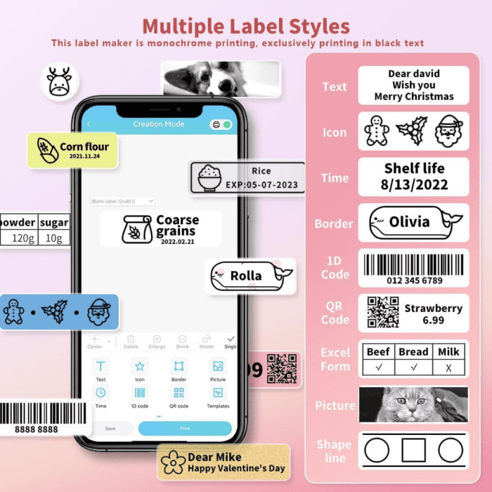 Label Maker Machine, D30 Portable Handheld Bluetooth Mini Label Maker Printer, Multiple Templates for Smartphone Thermal Small Label Maker Rechargeable Easy to Use for Home Office School - Image 6