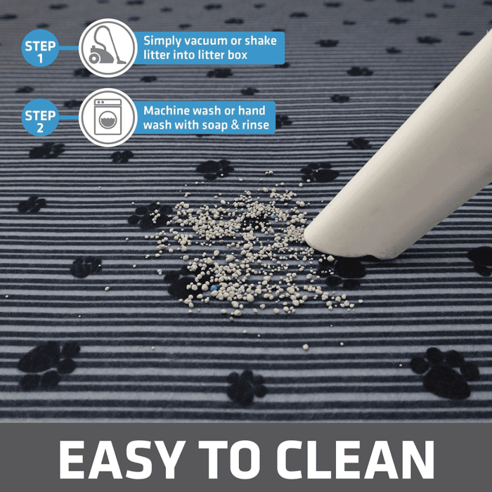 Original Cat Litter Mat, Contains Mess from Box, Protects Floors, Urine-Proof, Machine Washable, Soft on Kitty Paws, Absorbent, Waterproof (USA Made, Recycled Content) (28”X36”)(Greystripepaw) - Image 5