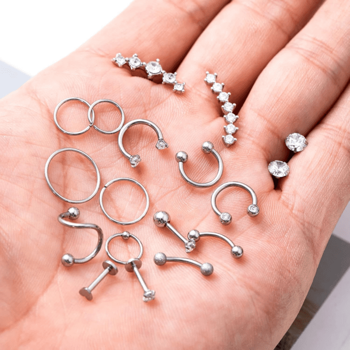 32Pcs Stainless Steel Cartilage Stud Earrings for Women Conch Helix Tragus Daith Conch Hoop Earing Piercing Jewelry Set - Image 7