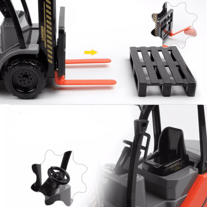 Toy Forklift Truck with Pallet & Cargo - 1:22 Scale Friction Powered Wheels & Manual Lifting Control - Warehouse Lifting Vehicle for Kids Play - Image 5