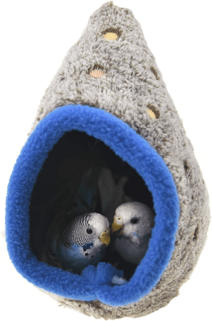 Bird Parrot Nest Hammock for Parakeet Conure Lovebird Small Animal Hamster Sugar Glider Hanging Bed Hideout House (S(Length:6.2Inch), Gray)