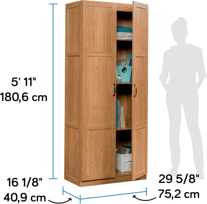 Select Storage Cabinet, Pantry Cabinet Kitchen Storage with Adjustable Shelves, Bathroom Storage Cabinet, in Highland Oak - Image 3