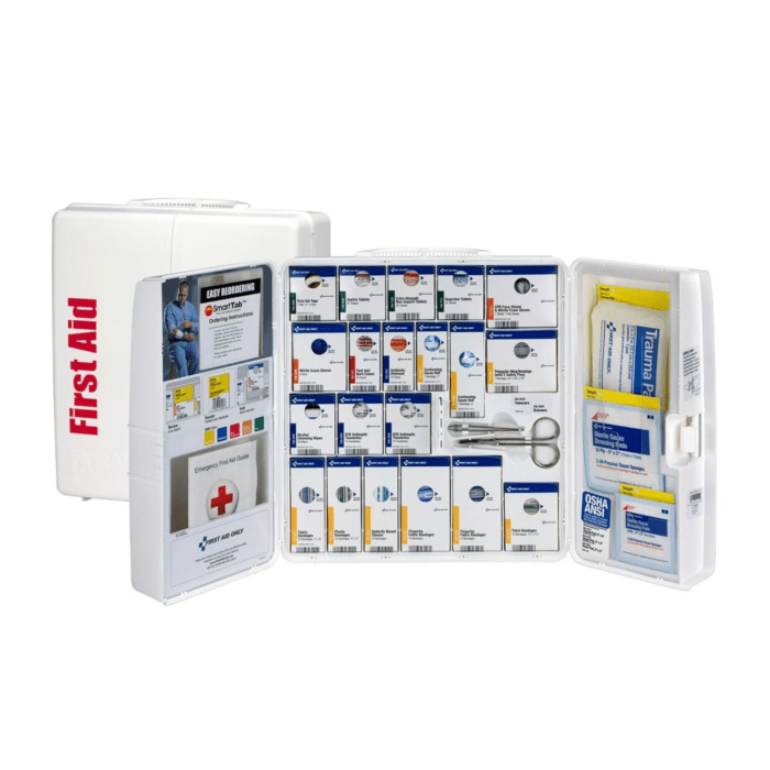 1000-FAE-0103 50-Person Smartcompliance OSHA First Aid Kit for Businesses, Large Plastic First Aid Cabinet with Medications, 245 Pieces