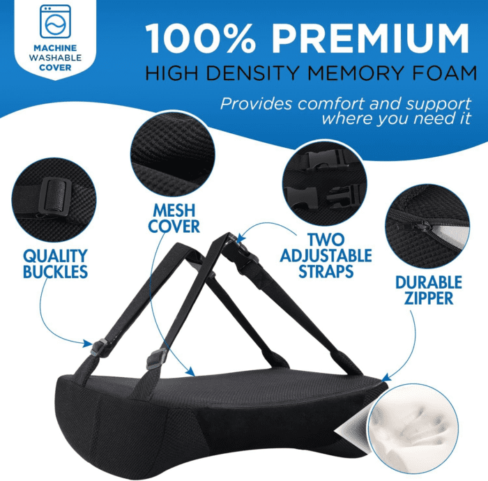 Lumbar Support Pillow for Office Chair Car, Gaming Chair Lower Back Pain Relief Memory Foam Cushion with 3D Mesh Cover Ergonomic Orthopedic Back Rest Lower Back Support - Image 3