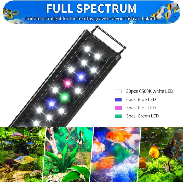 LED Aquarium Light Full Spectrum for 18 Inch to 24 Inch Fish Tank Light Fresh Water Light - Image 2