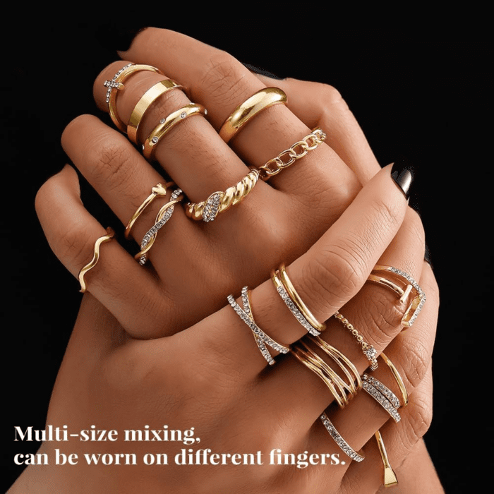 Gold Knuckle Rings Set for Women, Dainty Simple Trendy Cute Stackable Finger Rings Pack, Stacking Layering on Thumb and Knuckle, Mixed Size - Image 5