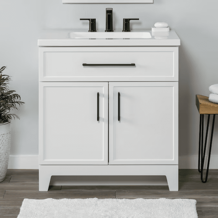 Potter 48-In White Single Sink Bathroom Vanity with White Cultured Marble Top - Image 21