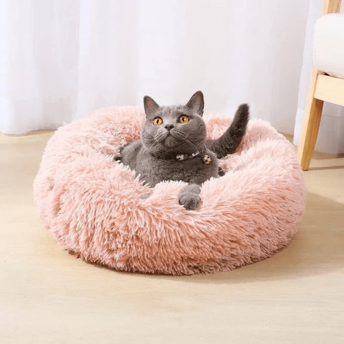 Cat Beds for Indoor Cats - Cat Bed Washable 20/24 Inches, Dog Beds for Small Medium Dogs, anti Anxiety round Fluffy Plush Faux Fur Cat Bed, Thick Bottom (Pink, Medium) - Image 7