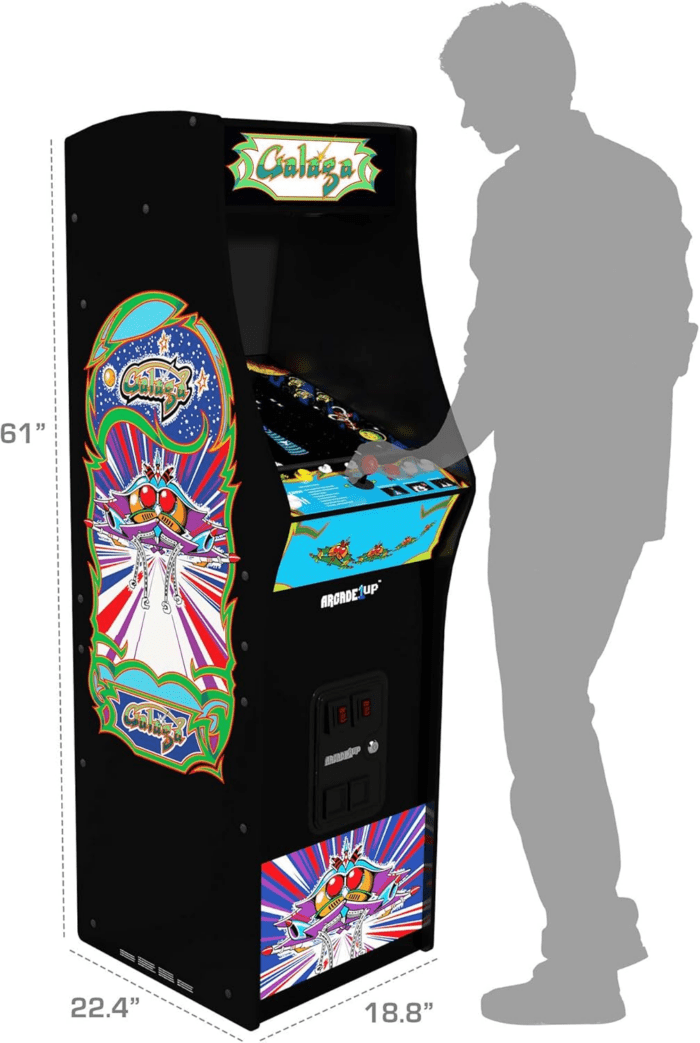 Galaga Deluxe Arcade Machine with 14 Games Bundled with Adjustable Stool, Wi-Fi Leaderboards, 17" Monitor, Light up Marquee, Black - Image 4