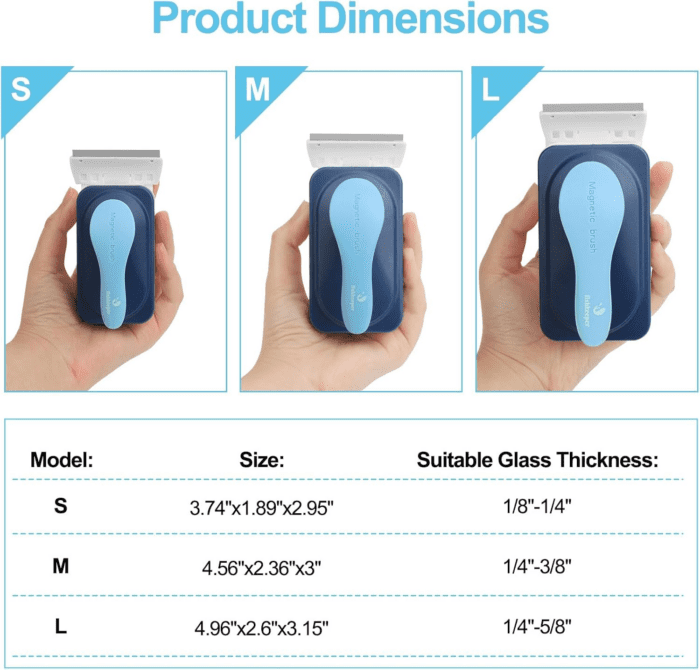 Aquarium Magnetic Glass Cleaner, Fish Tank Algae Magnet Cleaning Tool with Algae Scraper for Glass Aquariums Tank, Floating Scrubber Brush, 2 Detachable Scrapers, Small - Image 7