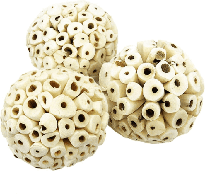 Sola Atta Foraging Balls, 2”, White Soft Shred Parrot Chews, Bird Chewing Accessories for Conure, Budgie, Parakeet, Cockatiel, Rabbits, Hamsters, and Small Pets, 3 Pcs/Pack