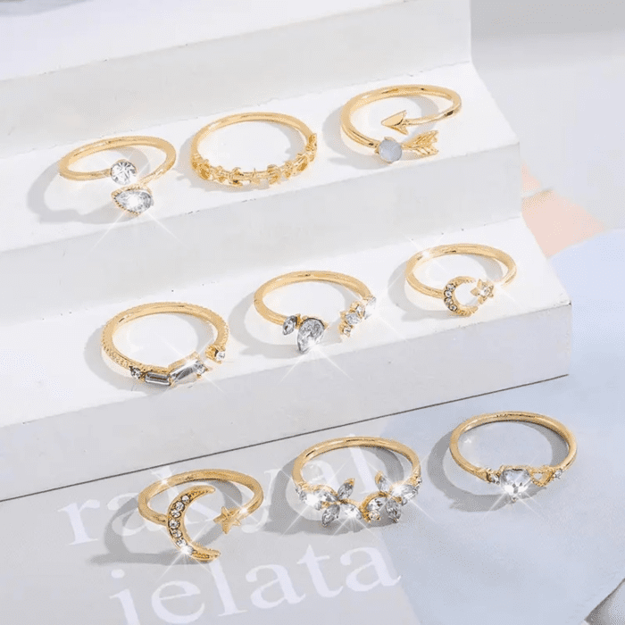 Gold Stackable Rings for Women Gifts Trendy Stuff Simple Star Moon Knuckle Rings Set Boho Rings Cute Stuff Birthday Gifts Stocking Stuffers for Christmas Gifts 2024 - Image 9