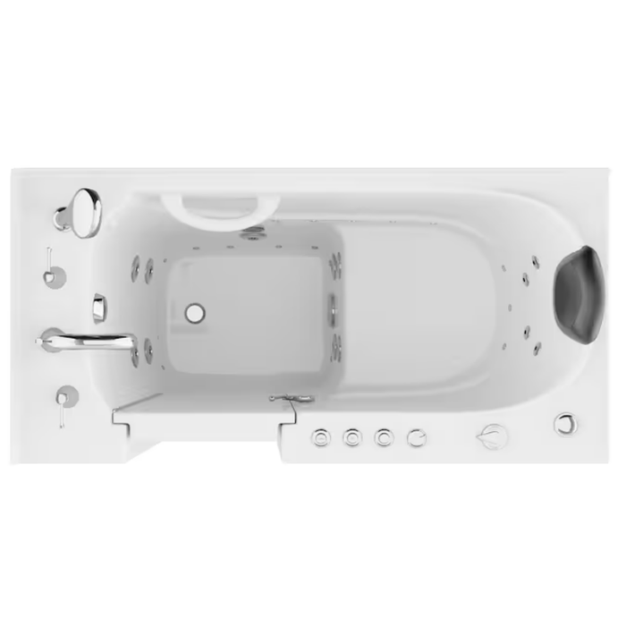 LS Series 26.375-In X 52.75-In White Gel-Coated Fiberglass Walk-In Whirlpool and Air Bath Combination Tub with Faucet, Hand Shower and Drain (Left Drain) - Image 12