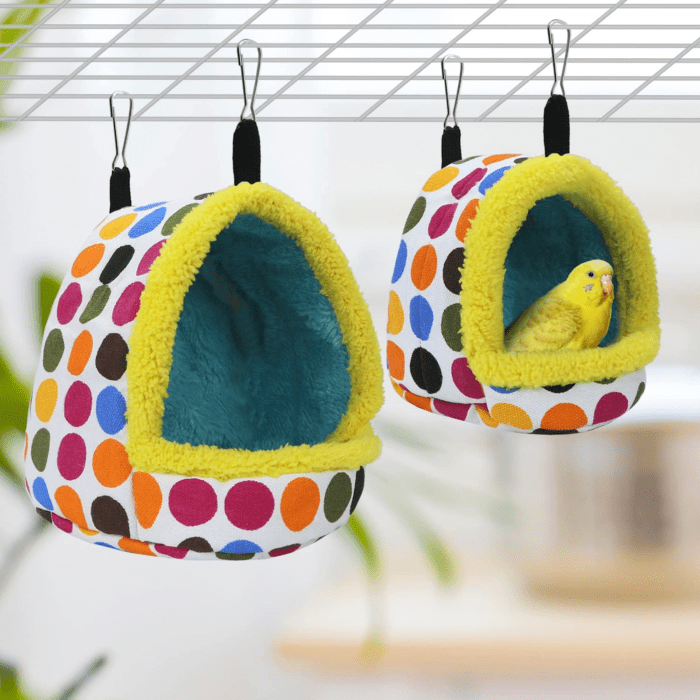 Bird Hanging Hammock Winter Warm Parrot Nest House Bed Plush Snuggle Pet Cave Hammock Toy for Conure Lovebird Budgie Parakeet Cockatiel Cage Accessory (Medium) - Image 5