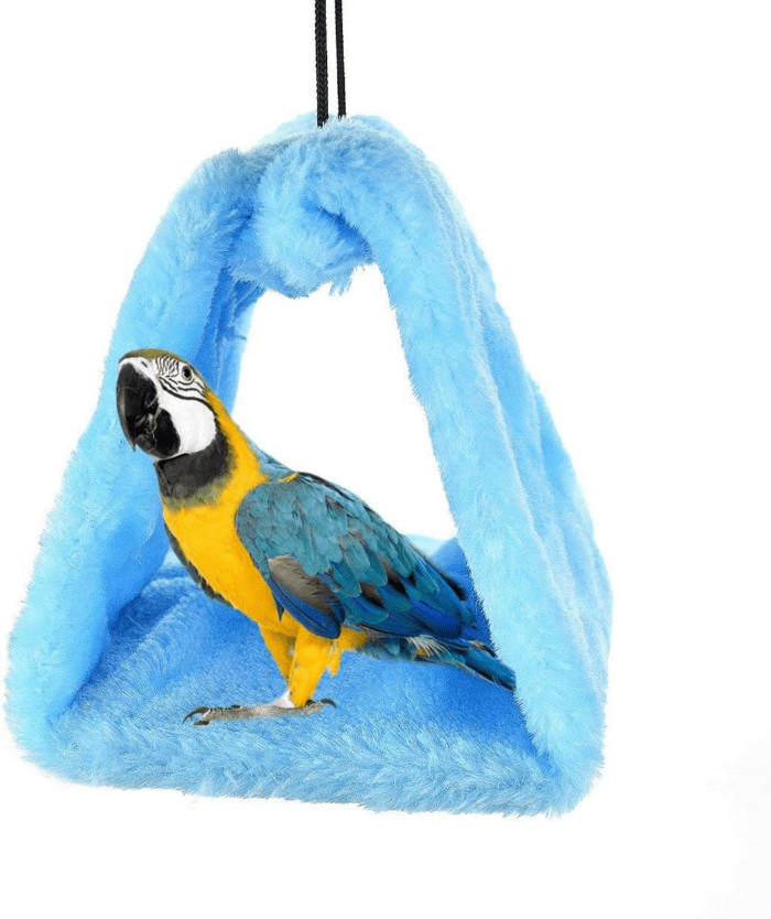 Winter Warm Bird Nest House Shed Hut Hanging Hammock Finch Cage Plush Fluffy Birds Hut Hideaway for Hamster Parrot Macaw Budgies Eclectus Parakeet Cockatiels Cockatoo Lovebird (S, Blue) - Image 2