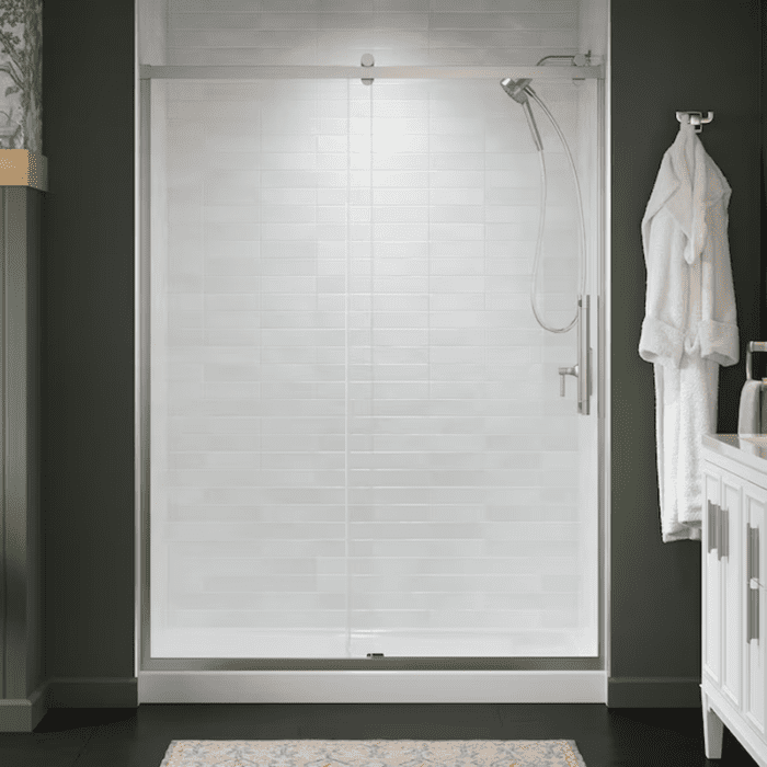 Premise Anodized Brushed Nickel 56-In to 60-In W X 76.13-In H Frameless Bypass Sliding Soft Close Shower Door - Image 3