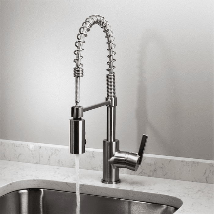 Flynt Stainless Steel Single Handle Pull-Down Kitchen Faucet with Sprayer (Deck Plate Included) - Image 19