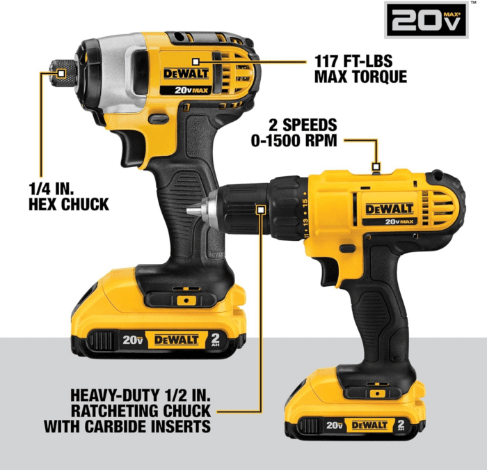 20V MAX Power Tool Combo Kit, 10-Tool Cordless Power Tool Set with 2 Batteries and Charger (DCK1020D2) - Image 2