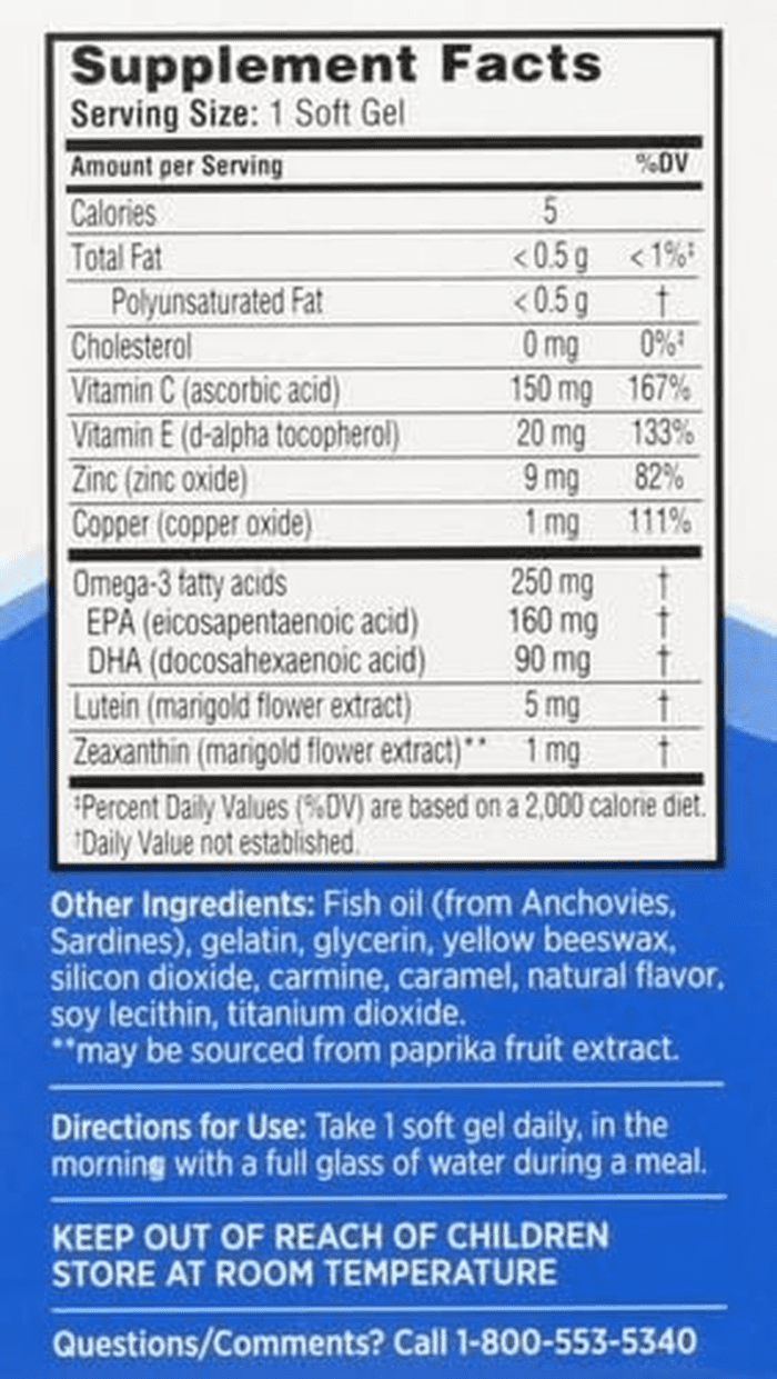 Eye Vitamin & Mineral Supplement, Contains Zinc, Vitamins C, E, Omega 3, Lutein, & Zeaxanthin, 90 Softgels (Packaging May Vary) - Image 14