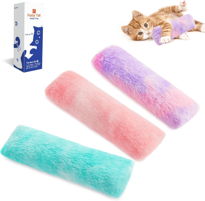 Cat Toys Cat Pillows, Set of 3 Soft and Durable Cat Crinkle Sound Catnip Toys, Interactive Cat Kicker Toys for Indoor Cats, Promotes Kitten Exercise