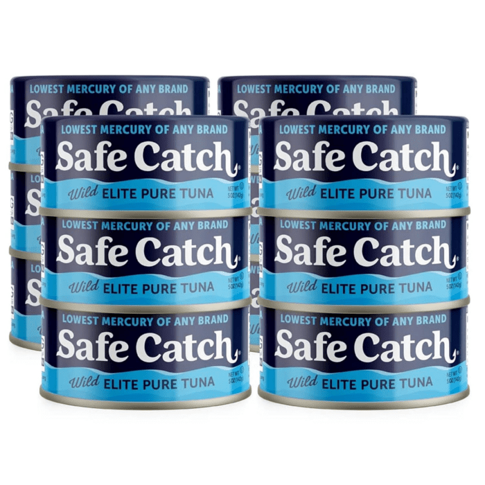 Canned Wild Tuna Fish, Wild Caught, Lowest Mercury, Gluten-Free, Kosher, Non-Gmo, Whole30 Approved, Paleo, Keto Food, 5Oz Can, 12-Pack