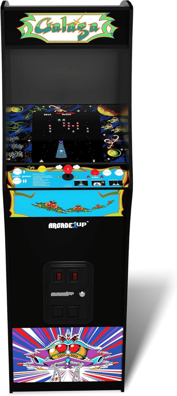 Galaga Deluxe Arcade Machine with 14 Games Bundled with Adjustable Stool, Wi-Fi Leaderboards, 17" Monitor, Light up Marquee, Black - Image 2