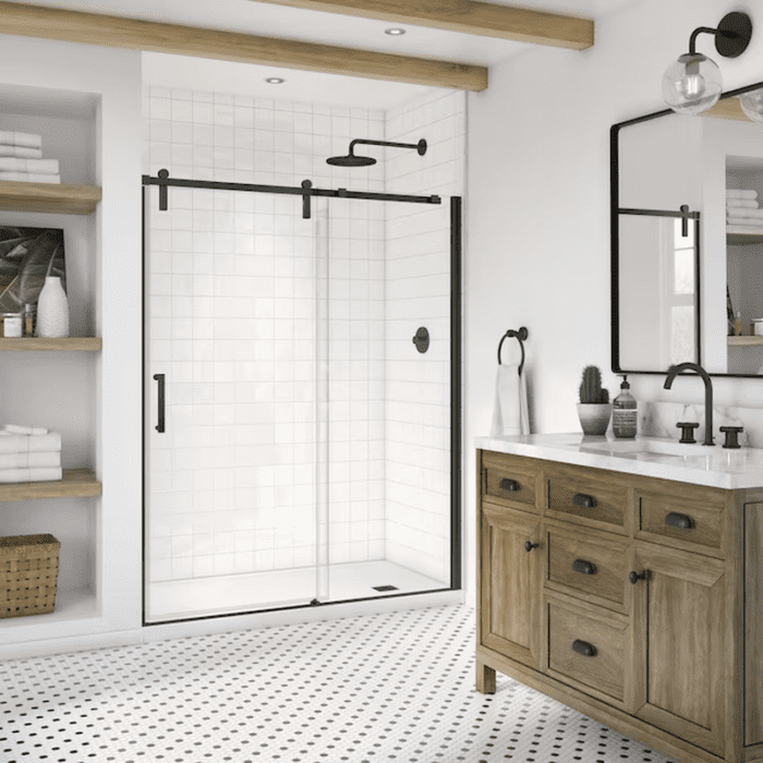 Outback Matte Black 55-1/4-In to 58-1/2-In W X 70.5-In H Semi-Frameless Bypass Sliding Shower Door