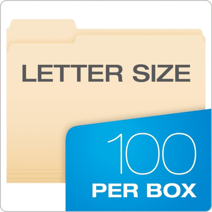 File Folders, Letter Size, 8-1/2" X 11", Classic Manila, 1/3-Cut Tabs in Left, Right, Center Positions, 100 per Box (65213) - Image 3