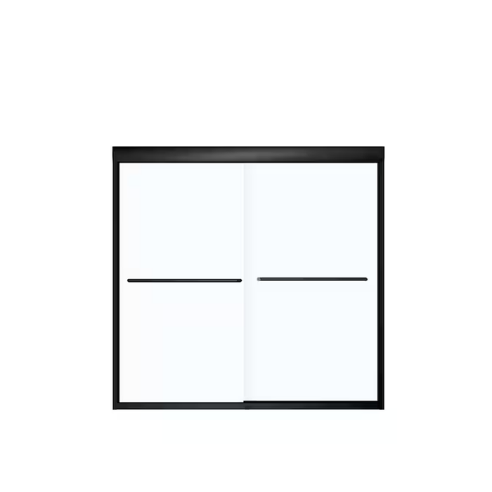 Aura Matte Black 55-In to 59-In W X 57-In H Semi-Frameless Bypass Sliding Bathtub Door - Image 2