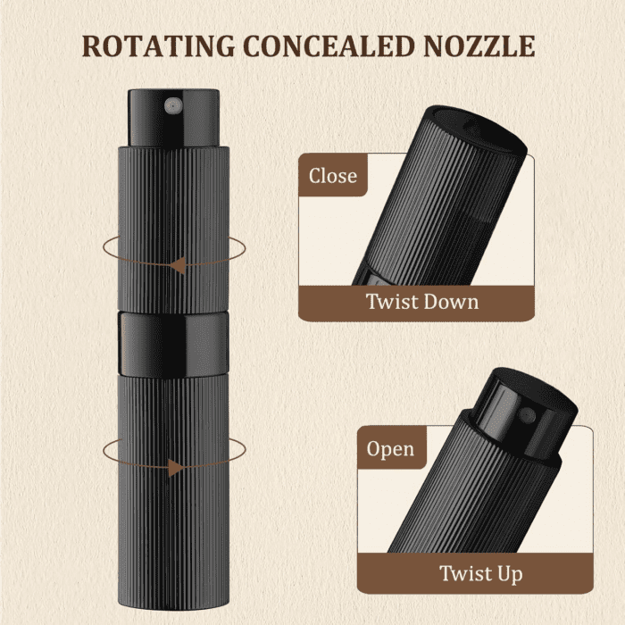 Travel Perfume Atomizer Bottle Refillable: Spray for Travel Size Cologne Empty - Small Portable Fragrance Refill Sprayer - 8Ml, Stripe Black - Image 7