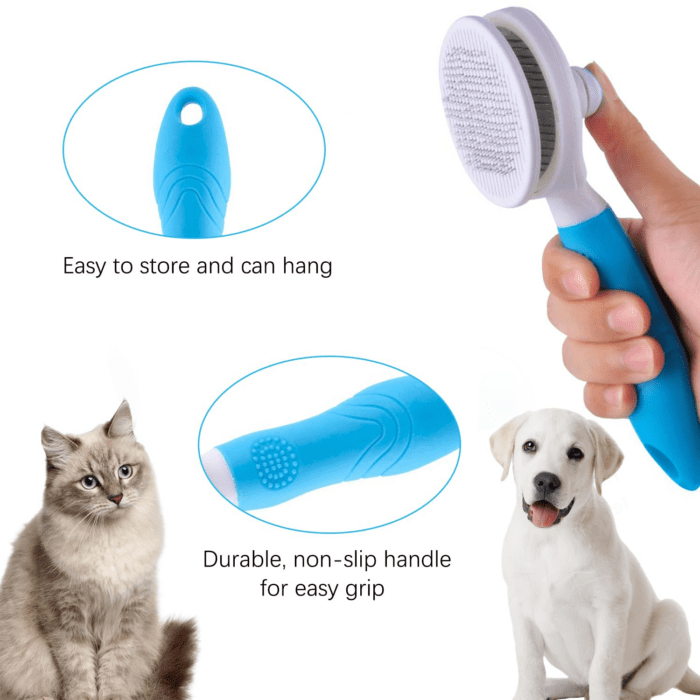 Cat Self Cleaning Slicker Brush, Pets Skin Friendly Cat Brush for Dogs Cats Grooming Brush Tool Easy to Remove Loose Undercoat, Mats Tangled Hair Slicker Massage Cats Dogs Brush - Upgraded - Image 6