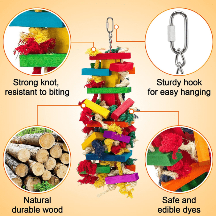 Extra Large Bird Parrot Toys for Macaws, African Grey, Amazon Parrots Christmas Bird Gifts - Image 3