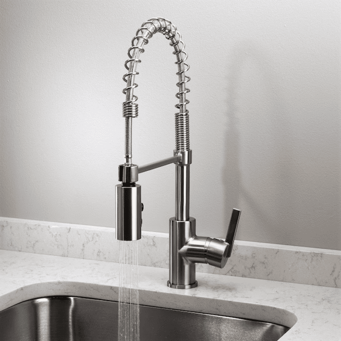 Flynt Stainless Steel Single Handle Pull-Down Kitchen Faucet with Sprayer (Deck Plate Included) - Image 18