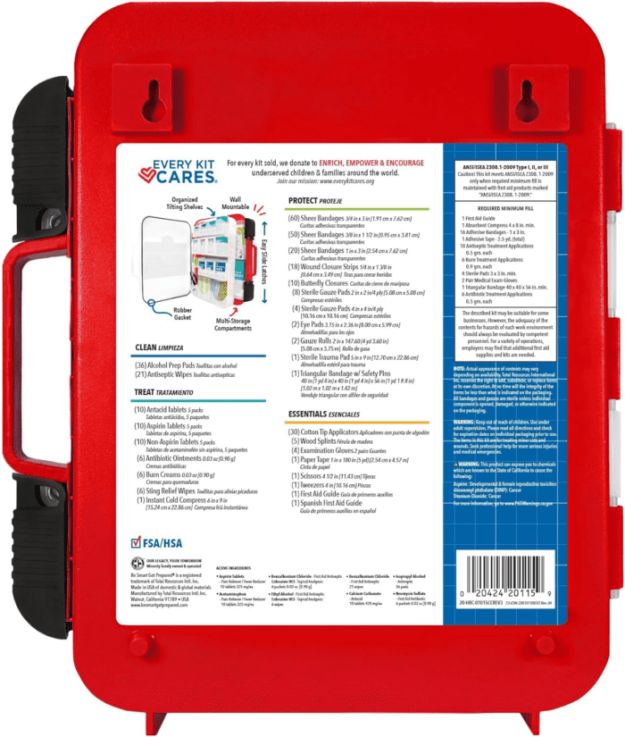 First Aid Kit Hard Red Case 326 Pieces Exceeds OSHA and ANSI Guidelines 100 People - Office, Home, Car, School, Emergency, Survival, Camping, Hunting and Sports (20HBC01015REV3) - Image 3