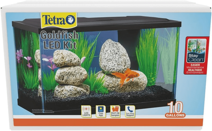 Goldfish LED Kit 10 Gallons, Complete Aquarium Set with Lighting and Filter