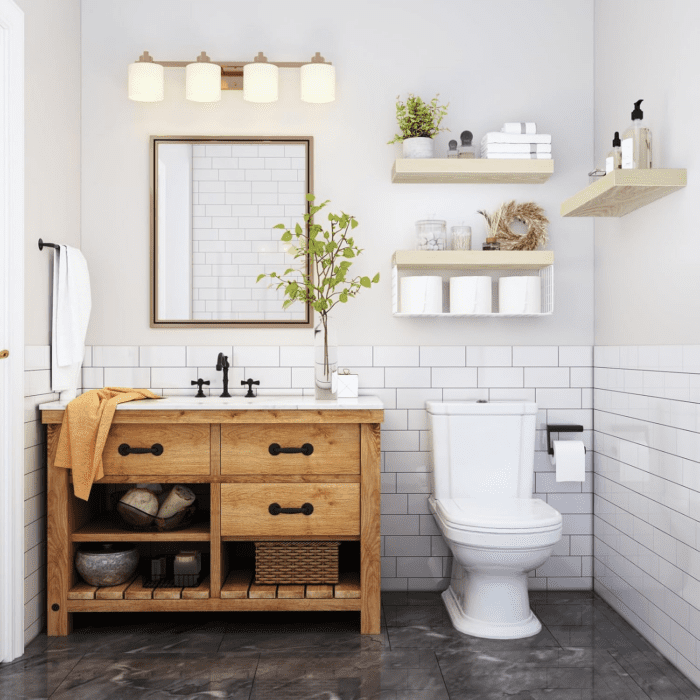 Bathroom Shelves over Toilet - Wall Mounted Floating Shelves Farmhouse Shelf Toilet Paper Storage Small 16 Inch Set of 3, Natural (019-BNW3) - Image 2