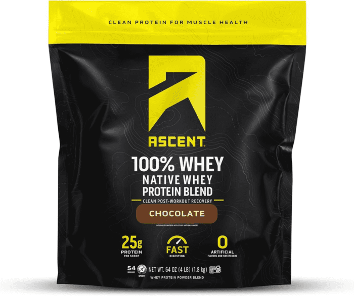 100% Whey Protein Powder - Post Workout Whey Protein Isolate, Zero Artificial Flavors & Sweeteners, Soy & Gluten Free, 5.5G BCAA, 2.6G Leucine, Essential Amino Acids, Chocolate 4 Lb